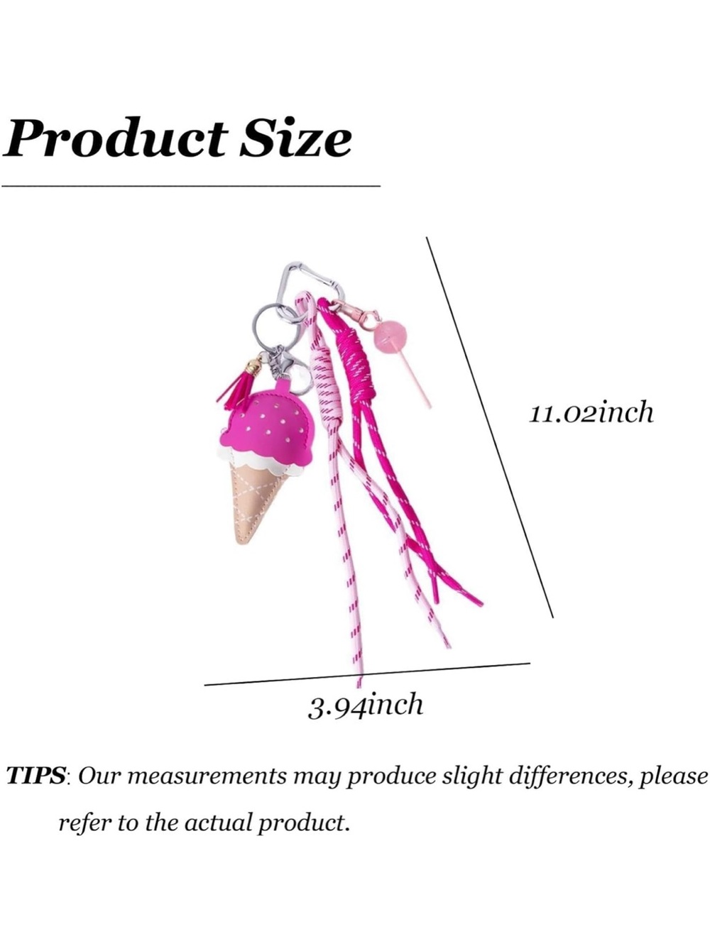 Pink Ice Cream Charm Keychain & Card Holder Accessory - Picture 2 of 3